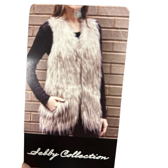 Oversized Faux Fur Knit Vest, tan/beige, Size XL - Picture 1 of 10